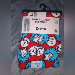New Dr Suess Womens Sleep Pants With Pockets Thing 1 Thing 2 Size 3X